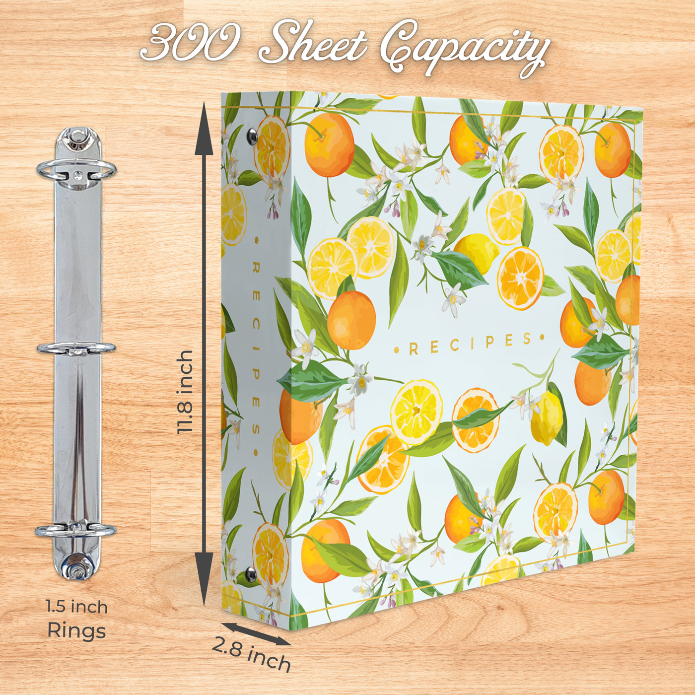 Recipe Binder 8.5x11 3 Ring Kit (Oranges & Lemons)