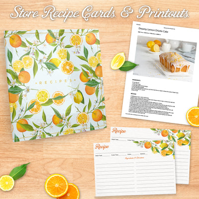 Recipe Binder 8.5x11 3 Ring Kit (Oranges & Lemons)