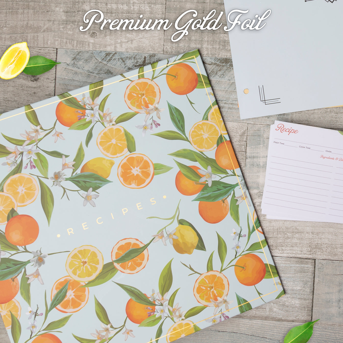 Recipe Binder 8.5x11 3 Ring Kit (Oranges & Lemons)