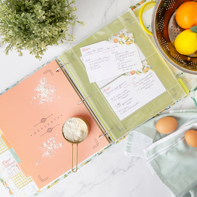 Recipe Binder 8.5x11 3 Ring Kit (Oranges & Lemons)