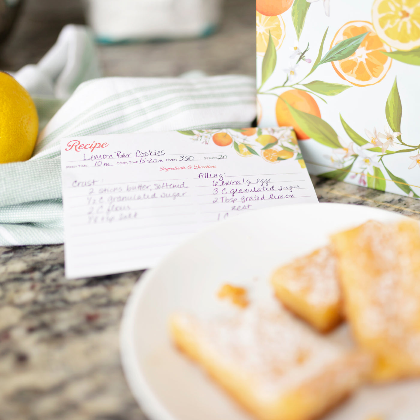 Recipe Binder 8.5x11 3 Ring Kit (Oranges & Lemons)