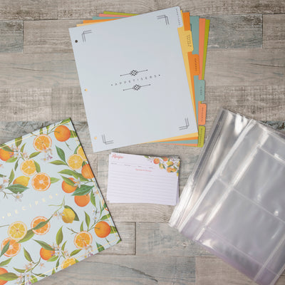 Recipe Binder 8.5x11 3 Ring Kit (Oranges & Lemons)