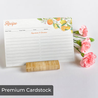 4x6 Recipe Cards Double Sided (60 Count) - Oranges & Lemons